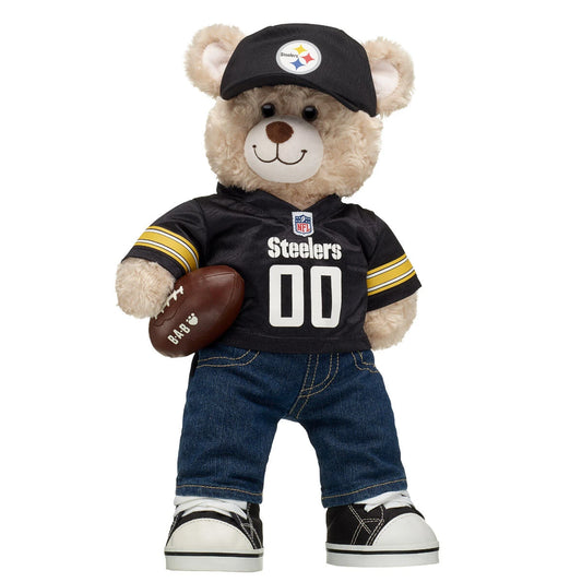 Pittsburgh Steelers Happy Hugs Teddy Bear Hat &amp; Football Set - US 5109