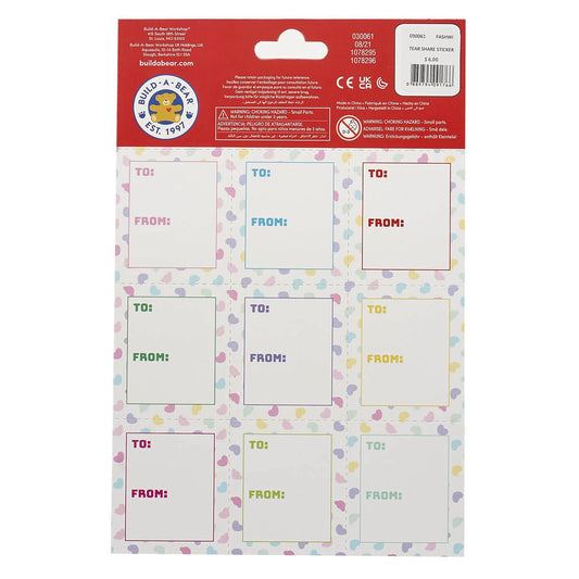 Valentine's Day Tear &amp; Share Sticker Set | Build-A-Bear® - US 9699