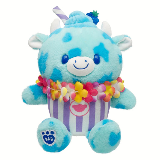 Blue Raspberry Cow Slushie Plushie w/ Lei Necklace | BAB - US 0094