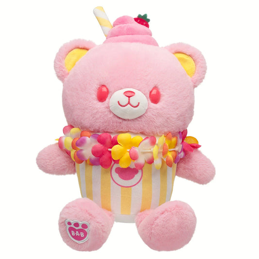 Strawberry Lemonade Bear Slushie Plushie  w/ Lei | BAB - US 6445